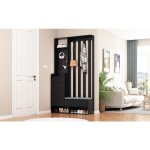 Meuble d?entr�e avec assise et 4 pat�res - portemanteau pratique avec panneau mural et banc de rangement ...