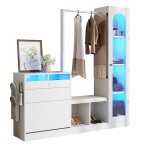 Meuble entree avec banc � chaussures et �clairage led vestiaire dentr�e 6 en 1 meuble a chaussures avec ...
