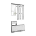 Meuble dentr�e dbiagin - dmora - en melamin� - ciment blanc 100x25h180 cm