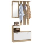 Meuble dentrée homcom vestiaire avec panneau porte - manteau miroir et banc à chaussures - 6 crochets ... Meuble dentrée homcom vestiaire avec panneau porte - manteau miroir et banc à chaussures - 6 crochets ...