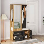Meuble d?entre avec miroir - tkopy - vestiaire d?entre avec armoire  chaussures - ensemble de vestiaires ...