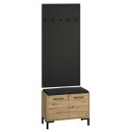 Meuble entr�e porte - manteau et banc � chaussures 2 portes liora bois et noir