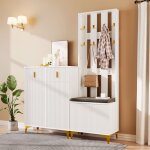 Meuble d?entre vestiaire rangementbanc et tagres  chaussures design moderne - blanc 605x32x1805cm ...