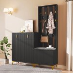 Meuble d?entre vestiaire rangementbanc et tagres  chaussures design moderne - noir 605x32x1805cm ...