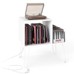 Meuble �tag�re sur table costway meuble disque vinyle pour 145 albums station de charge 4 pieds amovibles ...