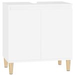 Meuble sous lavabo - helloshop26 - 58 x 33 x 60 cm - bois ding�nierie - blanc - armoire de salle de bain ...