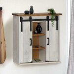 Meuble haut cuisine armoire rangement bonnie armoire suspendue halden 2 portes coulissantes blanc pin ...