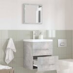 Meuble haut de salle de bain - vidaxl - 875689 - gris - bois ding�nierie - tiroir et �tag�res
