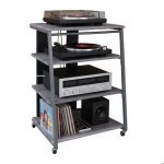 Meuble hi - fi relaxdays 4 niveaux pour platine vinyle cha�ne st�r�o m�tal & mdf hxlxp:78x61x52 cm multim�dia ...