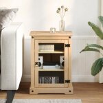 Meuble hifi en bois de pin - vidaxl - 60x50x82 cm - bois de pin massif - finition cire de miel - 3 compartimen ...