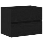 Meuble de lavabo moderne - vidaxl - ch�ne noir - 60x385x45 cm - bois ding�nierie - avec tiroir - usage ...