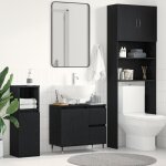 Meuble lavabo noir ch�ne 65x33x60 cm bois d ing�nierie
