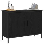 Meuble de lavabo de salle de bain - vidaxl - ch�ne noir - 80x30x60 cm - bois ding�nierie - mont� au mur ...