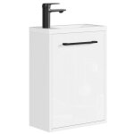 Meuble lave - mains florence 40 x 22 cm - blanc brillant - meuble sous vasque avec fermeture douce