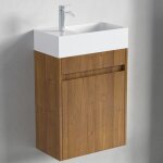 Meuble lave - mains lomazoo ibiza ch�ne chaud - 40cm - lavabo blanc