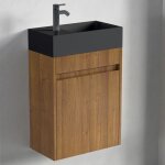 Meuble lave - mains lomazoo ibiza chêne chaud - 40cm - lavabo noir Meuble lave - mains lomazoo ibiza chêne chaud - 40cm - lavabo noir