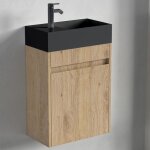 Meuble lave - mains lomazoo ibiza ch�ne clair - 40cm - lavabo noir