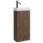 Meuble lave - mains orion 40 x 22 cm - brun noyer - meuble lavabo avec vasque