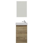 Meuble lave mains + vasque + miroir - dcor chne - l40 x p22 x h68 cm - trendteam