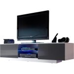 Meuble led suspendu ou posé tv giorgio blanc mat et gris laqué 160 cm Meuble led suspendu ou posé tv giorgio blanc mat et gris laqué 160 cm