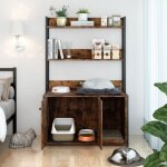 Meuble pour litière à chat avec double porte et griffoir maison pour chat avec Étagère90x45x170cm Meuble pour litière à chat avec double porte et griffoir maison pour chat avec Étagère90x45x170cm