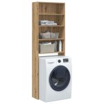 Meuble pour machine � laver ch�ne artisanal 64x24x190 cm