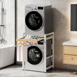 Meuble machine � laver et seche linge superposition lave linge seche linge avec porte - serviettes blanc73x63x ...