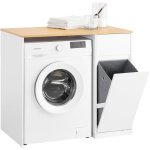 Sobuy meuble machine � laver avec tiroir panier � linge et espace de rangement pour salle de bain buanderie ...