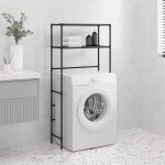 Meuble machine � laver - support de rangement - �tag�re de salle de bain � 2 niveaux noir fer 69x28x143 ...