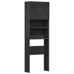 Meuble de machine  laver - meuble pour wc noir 64x24x190 cm bois dingnierie zlh?626911923
