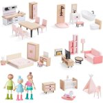 Meubles de maison de poup�e giant bean en bois 36 pi�ces avec accessoires color�s
