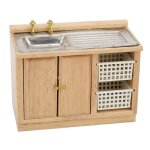 Meuble miniature - gigicial - cuisine 1:12 - bouleau - table à vaisselle - paniers inclus Meuble miniature - gigicial - cuisine 1:12 - bouleau - table à vaisselle - paniers inclus
