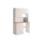 Meuble multifonction kitchenette et buanderie - avec plan de travail 120 cm - beige et naturel - carmeo ... Meuble multifonction kitchenette et buanderie - avec plan de travail 120 cm - beige et naturel - carmeo ...