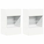 Meubles muraux avec lumi�res led pour tv / hifi - design minimaliste / utilisations maison - 2 pcs blanc ...