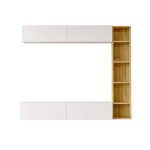 Meuble mural rebecca mobili hilba 1435x169x26 panneau de particules blanc marron clair moderne ensemble ...