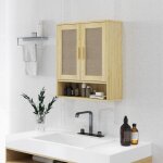 Meuble mural salle de bain meuble wc suspendu avec double porte et �tag�re ouverte 59 x 20 x 665 cm effet ...