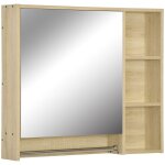 Meuble murale salle de bain avec miroir - kleankin - porte - serviettes 3 niches placard et tagre rglable ...