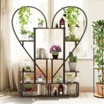 Meuble pour plante - tagre  fleurs - fer forg - noir et marron - 90x24x1365 cm - lot de 2 supports ...