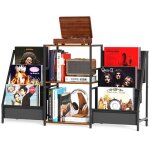 Meuble platine vinyle avec rangement � 3 niveaux rangement vinyle jusqu� 200 albumssupport vinyle pour ...
