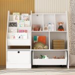 Meuble de rangement avec 1 tiroir 1 bote amovible et tagres bibliothque blanche pour chambre d?enfant ...