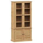 Meuble de rangement / bibliothque contemporain vitrine en verre vigo 85x35x170 cm bois massif de pin?9925715? ...