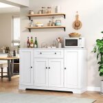Meuble de rangement buffet multifonction 138 cm meuble cuisine et salon design contemporain pour salle ...