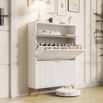 Meuble de rangement � chaussure 24 paires - double compartiment - meuble entree - 3 portes blanc finition ...