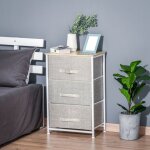 Meuble de rangement chiffonnier moderne 3 tiroirs en tissu cadre en acier et mdf 45 x 30 x 71 cm gris ...