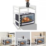 Meuble rangement de cuisine support four micro - ondes avec 2 niveaux dtagre extensible - avec 3 crochets ...