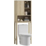 Meuble de rangement au - dessus des toilettes - homcom - porte coulissante compartiments et tagre rglable ...