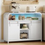 Meuble de rangement avec éclairage led buffet cuisine avec rangée de prises 2 portes coulissantes séparations ... Meuble de rangement avec éclairage led buffet cuisine avec rangée de prises 2 portes coulissantes séparations ...