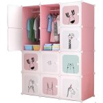 Meuble rangement enfant - 12 cubes - rose - armoire modulable avec portes - 110x47x147cm Meuble rangement enfant - 12 cubes - rose - armoire modulable avec portes - 110x47x147cm