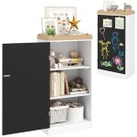 Meuble rangement enfant aiyaplay rangement jouet enfant avec porte en tableau noir 3 casiers et plateau ...
