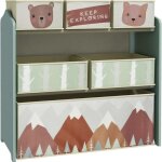 Meuble de rangement enfant zonekiz avec 6 botes amovibles en tissu non tiss, organisateur de jouets, ...